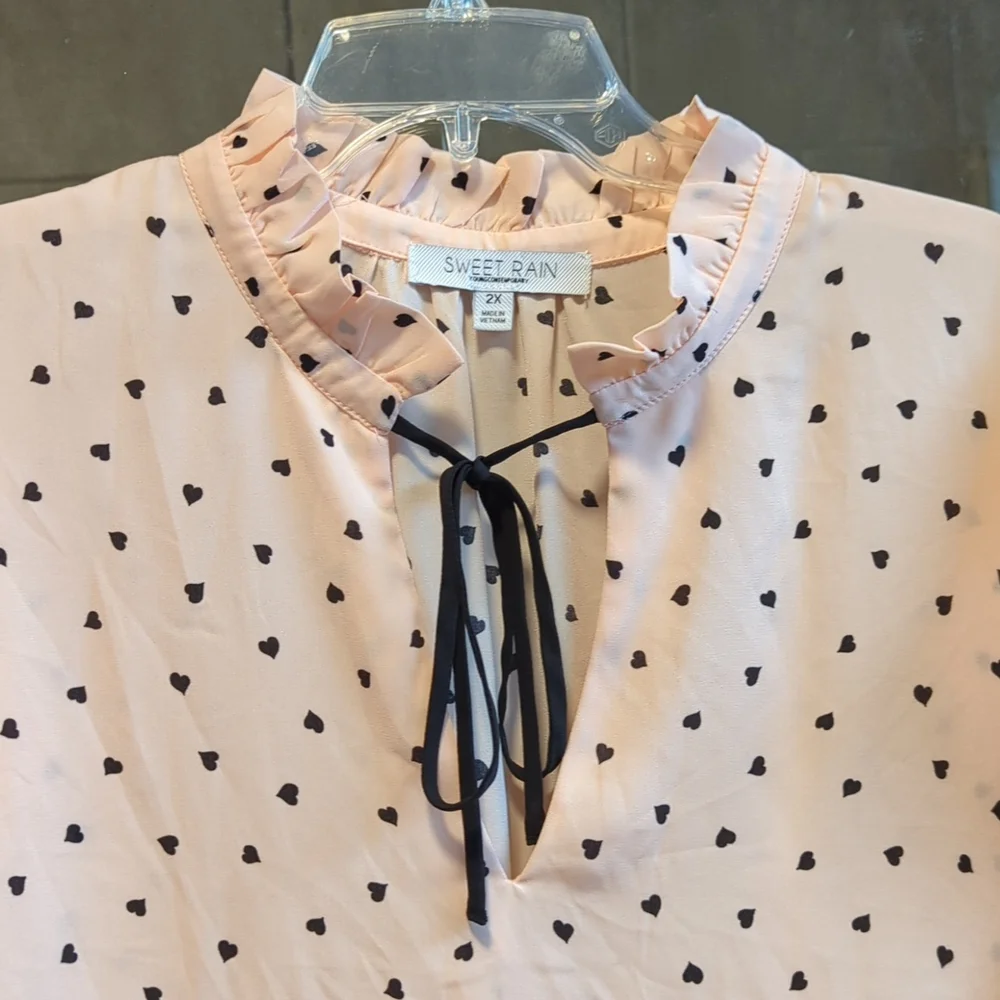 Sweet Rain Flutter Sleeve Tie Neck Top - Picture 5 of 6